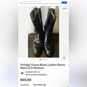 Vulcan | Shoes | Vintage Mens Vulcan Leather Cowboy Boots  display picture 3